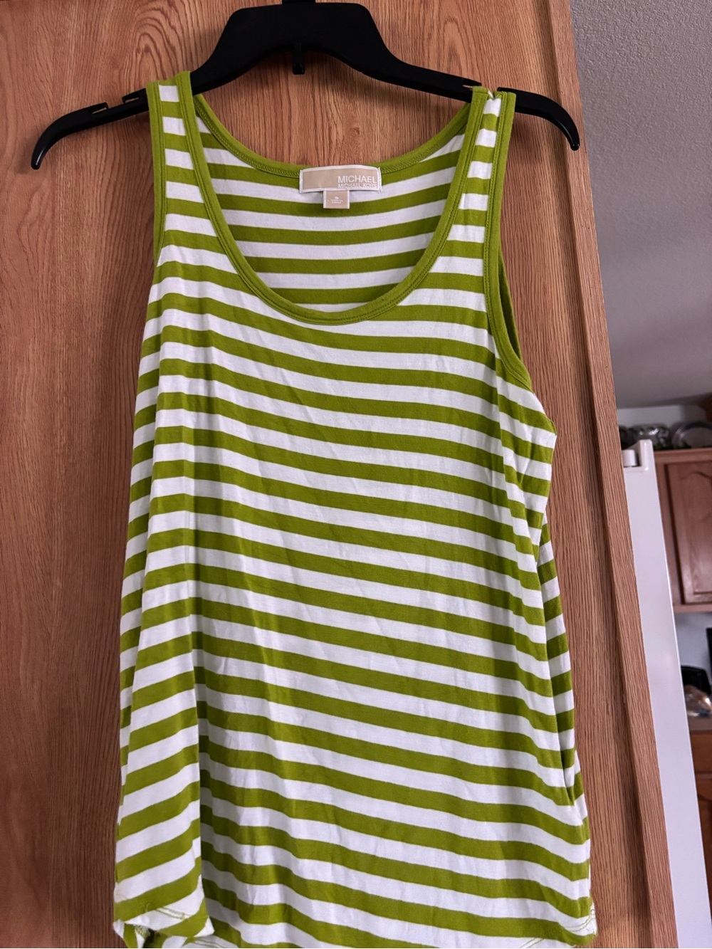 Michael Kors Lime Green and White Striped Tank